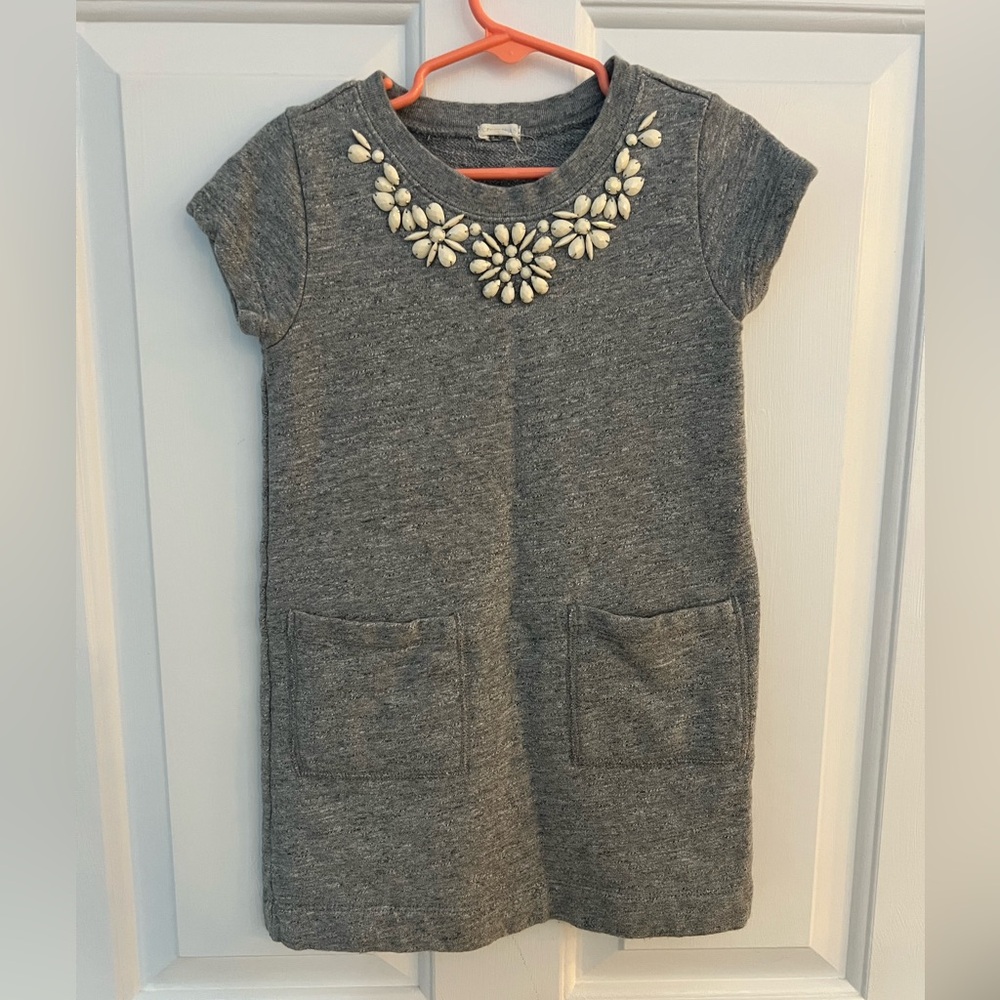 Crewcuts tunic sweatshirt dress with Bead embezzled collar Size 5